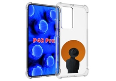 Чехол MyPads парень в шляпе в оранжевом кружке для Huawei P40 Pro противоударный