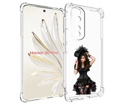 Чехол MyPads стройная-девушка-в-черном-платье для Honor 80 Pro