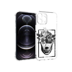 Чехол MyPads Tocco для Apple iPhone 12 Pro Max черно белая ваза в абстракции