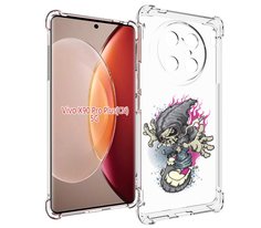 Чехол MyPads нарисованный скелет на скейт борде для Vivo X90 Pro Plus