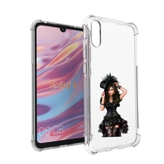 Чехол бампер MyPads стройная-девушка-в-черном-платье для Huawei