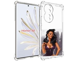 Чехол MyPads нарисованная-девушка-в-фиолетовом-платье женский для Honor 80