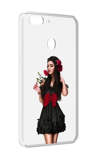 Чехол MyPads девушка-в-черном-платье-с-розой женский для Oppo Realme 2
