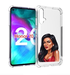 Чехол бампер MyPads Брюнетка-в-красном-платье для Honor 2