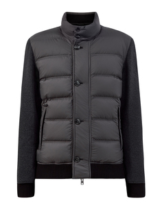 Комбинированная стеганая куртка из шерсти с пуховым наполнителем Woolrich