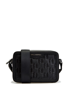 Сумка-crossbody из мелкозернистой кожи с тиснением K/Monogram Karl Lagerfeld