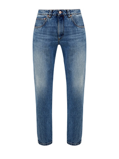 Укороченные джинсы из выбеленного денима с цепочками Мониль Brunello Cucinelli