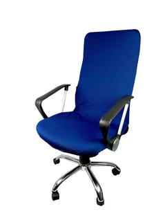 Чехол на компьютерное кресло ГЕЛЕОС 429М, размер М, волна, тёмно-синий No Brand