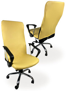 Чехол на компьютерное кресло ГЕЛЕОС 502М, размер М, кожа, светло-желтый No Brand