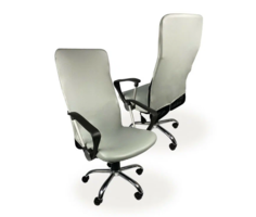 Чехол на компьютерное кресло ГЕЛЕОС 515М, размер М, кожа, светло-серый No Brand