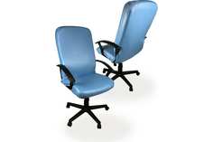 Чехол на компьютерное кресло ГЕЛЕОС 516М, размер М, кожа, голубой No Brand