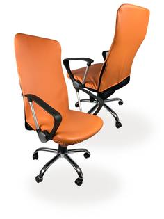 Чехол на компьютерное кресло ГЕЛЕОС 530М, размер М, кожа, светло-коричневый No Brand