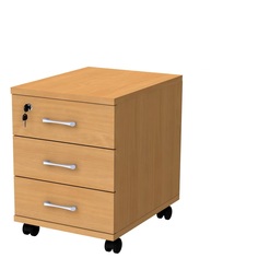 Тумба подкатная "Монолит", 400х520х530 мм, 3 ящика, замок, цвет орех гварнери, ТМ25.3