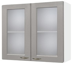 Кухонный навесной шкаф Нева 80 см. со стеклом МДФ Латте (ВС 800)
