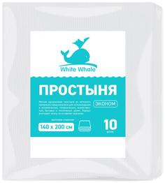 W W простыня "Эконом", 140х200 см, спанлейс, 10 шт White Whale