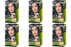 Крем-краска для волос Studio Professional Essem Hair biocolor стойкая 1.0 черный 6шт