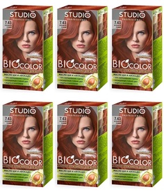 Крем-краска для волос Studio Professional Essem Hair Biocolor Огненный рыжий 7.43 6 шт