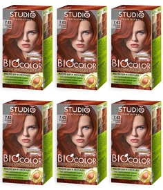 Крем-краска для волос Studio Professional Essem Hair Biocolor Огненный рыжий 7.43 6 шт