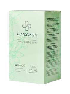 Женские ежедневные прокладки SUPERGREEN, XS 16 см., 40 шт.