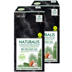 Стойкая крем-краска для волос Naturalis Vegan 3.0 Насыщенный тёмно-коричневый 2 шт.