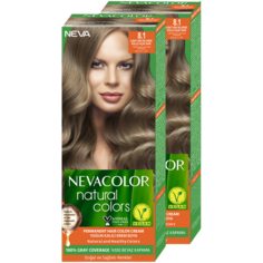 Стойкая крем-краска для волос Nevacolor Natural Colors 8.1 Пепельный светлый блондин 2 шт.