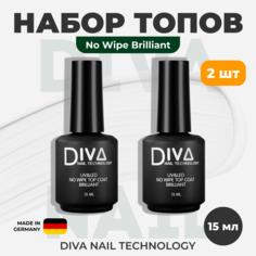 Топ для гель-лака Diva Nail Technology глянцевый финиш для ногтей прозрачный 2 шт 15 мл