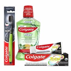 Набор Colgate Ополаскиватель Plax Чай+Зуб. паста Глубокое очищ.+Зуб. щетка Extra Density