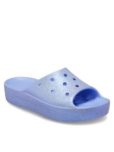 Сабо женские Crocs Classic Platform Glitter Slide 208233 синие 38-39 EU