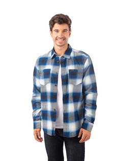 Рубашка Calvin Klein Ls Iconic Patch Flannel Shirt для мужчин, размер 2XL, 40KC902, синяя