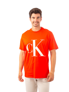 Футболка Calvin Klein Ss Monogram Crew для мужчин, размер 2XL, 40HM825, оранжевая