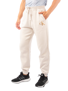 Брюки Calvin Klein Metallic Logo Jogger для мужчин, размер S, 40JM958, бежевые