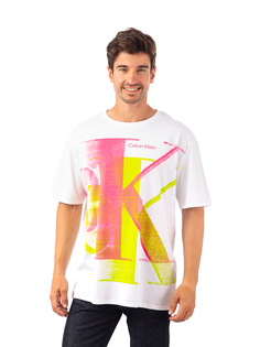 Футболка Calvin Klein Relaxed Blurred Monogram для мужчин, размер L, 40JM966, белая