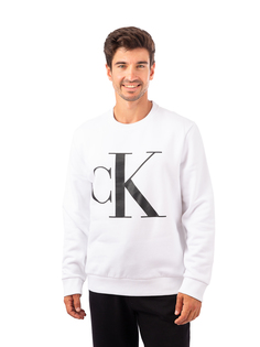 Джемпер Calvin Klein Ls Monogram Fleece Crew для мужчин, размер L, 40JM937, белый