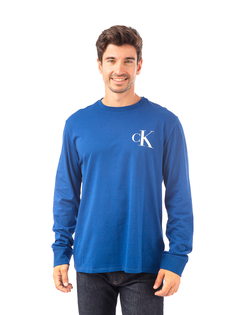 Джемпер Calvin Klein Ls Bold Monogram Crew для мужчин, размер S, 40HM826, голубой