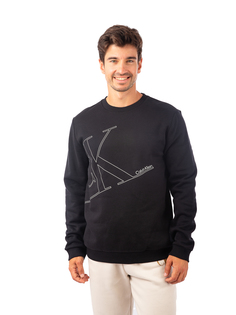 Свитшот Calvin Klein Ls Linear Monogram для мужчин, размер M, 40KC424, чёрный