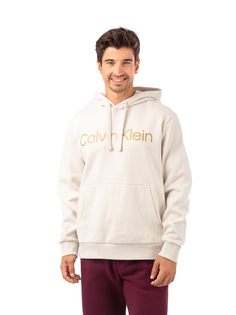 Толстовка Calvin Klein Ls Metallic Logo Po Hoodie для мужчин, размер 2XL, 40JM957, бежевая