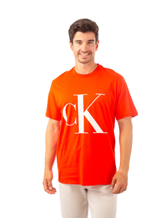 Футболка Calvin Klein Ss Monogram Crew для мужчин, размер XL, 40HM825, оранжевая