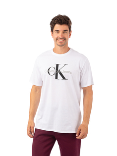 Футболка Calvin Klein Ss Monogram Crew для мужчин, размер S, 40DC813, белая