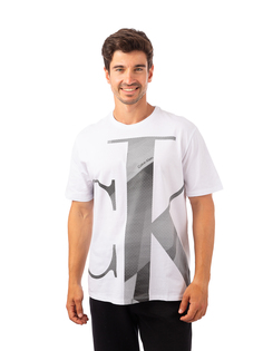 Футболка Calvin Klein Ss Geo Monogram Crew для мужчин, размер S, 40KC825, белая