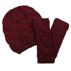 Комплект шапка и перчатки женский Venera 9900974 бордовый, one size