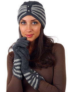 Комплект шапка и перчатки женский Venera 9900969 серый, one size
