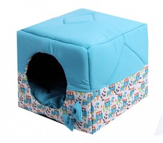 Домик для кошек и собак Lion Кубик, голубой, белый, 45x45x45см