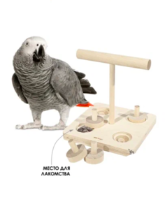Игрушка для птиц PetStandArt интерактивная IQ-snack Perch XL деревянная 20х20х20 см
