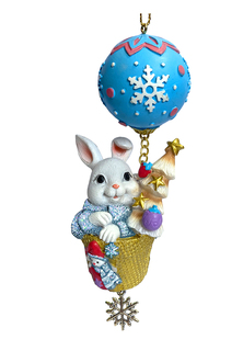Новогоднее подвесное украшение Заяц на воздушном шаре из полирезины 5,5х11х4,5см 89323 Феникс Презент