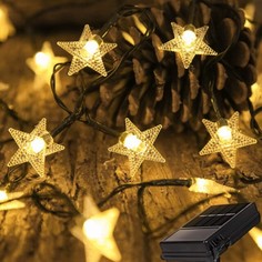 Садовая гирлянда звездочки на солнечной батарее BoomBoomShop BB-00281 6,5 м. белый теплый