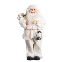 Новогодняя фигурка Зимнее волшебство Дед Мороз в белой шубке с фонариком Р00012810 1 шт.