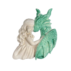Фигура с подвесом "Девушка с драконом" перламутр с изумрудным, 12х13см Хорошие сувениры