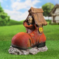 Садовая фигура "Домик Ёжика" 23х36х36см, красный No Brand