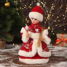Новогодняя фигурка Зимнее волшебство Снегурочка в красной шубке с сердечком 6939445 1 шт.