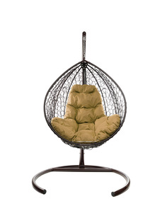 Подвесное кресло коричневый M-Group Капля складное 11500201 бежевая подушка
